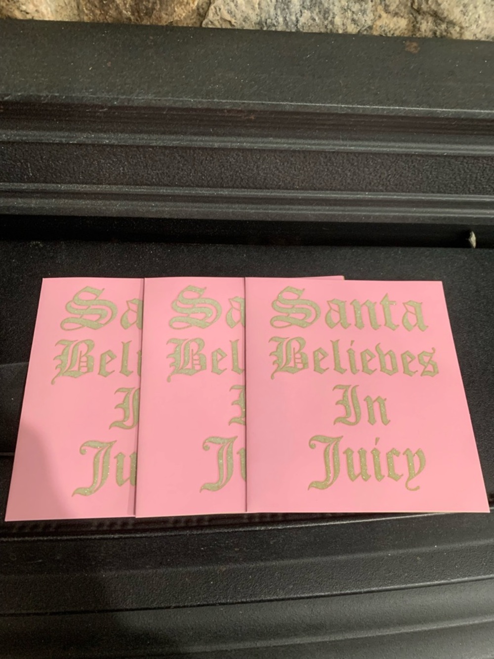 Juicy Couture Pam Gela Santa Believes in Juicy Hot Pink Greeting Christmas Cards